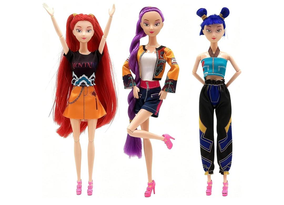 3Pcs Demon Hunters Toys Action Dolls Set, 11.5-inch Poseable Dolls with Movable Joints, Collectible Model Toys for Fans and Kids Game Gift