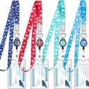 4 Pack Cruise Lanyard for Ship Cards Lanyards with Retractable Badge Reels Waterproof ID Badge Holder, 2026 Cruise Essentials Accessories (Vibrant)