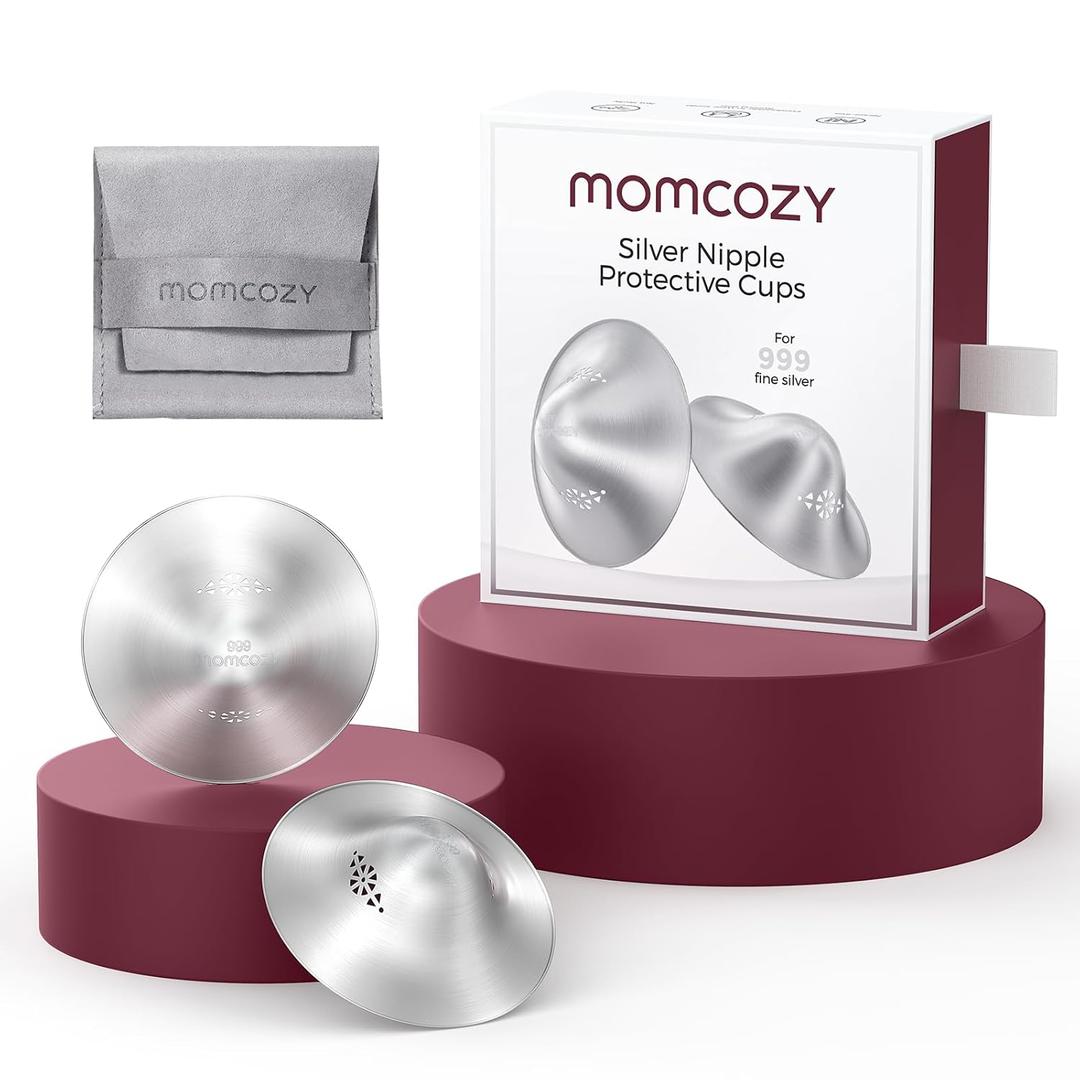 Momcozy 999 Silver Nursing Cups Original Perforated Breathable Design, 999 Silver Nipple Cover for Breastfeeding Essential, Nipple Shield for Nursing Newborn, Metal Nipple Shields, Regular, XL Size