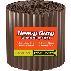 LAVEVE Corrugated Metal Garden Edging 10" x 20Ft, Landscape Edging Border for Lawn, Flower Bed, Garden Fence, Paver Edging (Coffee)
