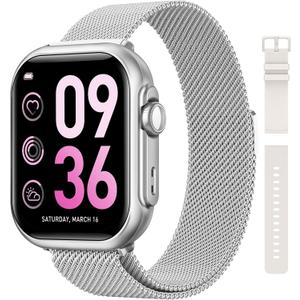 Smart Watches for Women Reloj Inteligente: Smartwatch with 30Day Battery Life Heart Rate SpO2 Sleep Monitor Bluetooth Calls IP68 Waterproof Fitness Tracker watch Running Yoga for iPhone Android 2Bands