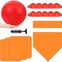 Hiboom 16 Pcs Sports Kickball Set Includes 10 Inches Playground Ball 5 Rubber Throw Down Bases Ball Pump 10 Foul Line Cones for Kids Adults Playground School Backyard Game Camps Picnic