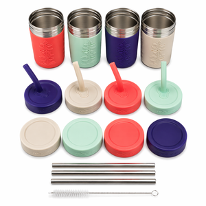 Pandaloo® Smoothie Cups for Kids - Stainless Steel Toddler Tumbler with Straw, Sippy Cup for Smoothies - BPA-Free, Toddler Snack Cups, 10 oz