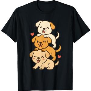 Cute Kawaii Puppies Neko Funny Dog Lover Gift Women Girl T-Shirt, S