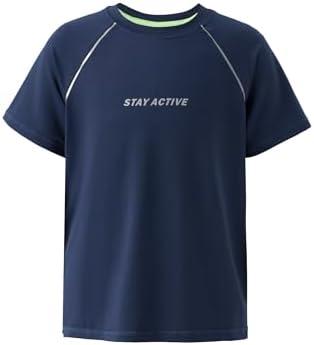PATPAT Boys Athletic Shirts, Short Sleeve Performance Tee for Boy Girl Kids Youth, Ultra Lightweight & Quick Dry T-Shirt, L