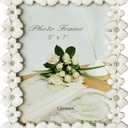 Licotom Metal Picture Frame Silver Plated with Ivory White Enamel and Crystals, Lovely Flowers Photo Frame 5x7 Inch