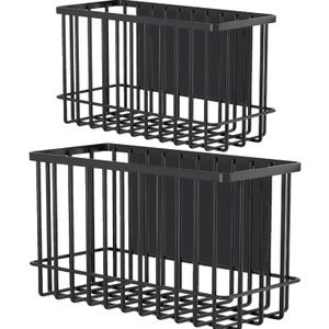 2 Pack Magnetic Basket Organizer Shelf Rack for Refrigerator Peg Board Office File Foil Plastic Food Wrap Spice Pegboard Holder