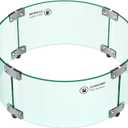 Skyflame 17" Round Fire Pit Glass Wind Guard, Clear Tempered Glass Flame Shield for Outdoor Propane/Natural Gas Fire Pit/Table
