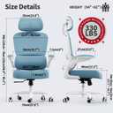 TRALT Office Chair Ergonomic Desk Chair, 330 LBS Home Mesh Office Desk Chairs with Wheels, Comfortable Gaming Chairs (Sky Blue), Pack of 1
