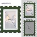 5x7 Wavy Picture Frame with Mat for 4x6, Real Glass and Wooden Frame - Tabletop or Wall Hanging Photo Frame(1 Pack, Green)