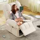 Updated Power Recliner Chair, Adjustable Electric Recliner Chairs for Adults, Ultra-Comfy Teddy Fleece Recliner Chair for Small Space, Tool-Free Assembly,2 Side Pockets and USB Port, Beige White