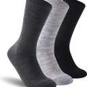 Facool Diabetic Socks for Men Women, Merino Wool Non-Binding Top Crew Socks with Cushion Sole, Seamless Toe 3 Pairs, Size L