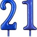 21st & 12th Birthday Candles, Blue Number 21 12 Candle for Cake, Happy Birthday Cake Topper Decoration for Birthday Anniversary Celebration Party Supplies