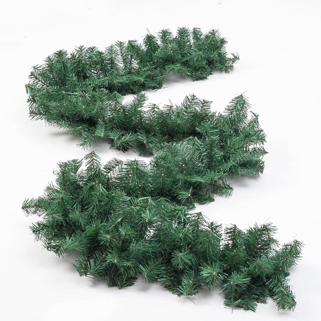 Vintage Christmas Artificial Plaid Garland Green Pine Branch Bendable Christmas Garland Decorations Decor 10.6x4.3x14.9 inch, Pack 2