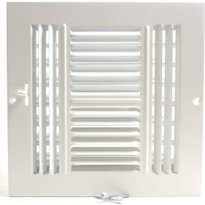 HVAC Premium 8"w X 8"h 4-Way AIR Supply Grille - Vent Cover & Diffuser - Flat Stamped Face - White [Outer Dimensions: 9.75"w X 9.75"h]