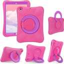 NLR FUN Pepkoo Kids EVA Case for iPad | Multi-Direction Stable Stand | Compatible with 10.2-Inch iPad 2021/2020/2019 (9th/8th/7th Generation) (Pink+Purple)