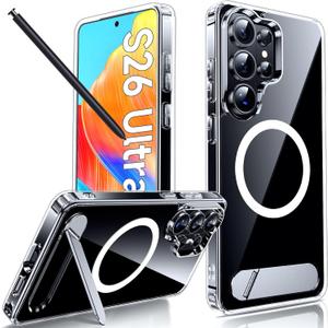 LeYi for S26-Ultra Case Clear with Magsafe & Stand, Upgraded Samsung Galaxy S 26 Ultracase Phone Cover Funda para Magnetic S26ultra Slim Kickstand 26Ultra Anti-Yellowing Protective, Transparent