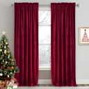 RYB HOME Extra Long Red Theater Velvet Curtains, Privacy Large Window Treatment Room Darkening Noise Dampening Curtains & Drapes for Sliding Door Living Room, W52 x L120, 2 Pieces