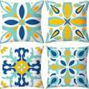 Outdoor Pillow Covers - 4 Pack Outdoor Pillow Covers 18x18 Waterproof PillowCovers for Patio Furniture Decorative Pillowcases (Blue)
