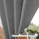 Tollpiz Short Linen Curtain Bedroom Rod Pocket Semi Sheer Curtains Burlap Light Filtering Thick Linen Drape for Living Room, 38 x 54 inches Long, Dark Grey, Set of 2 Panels
