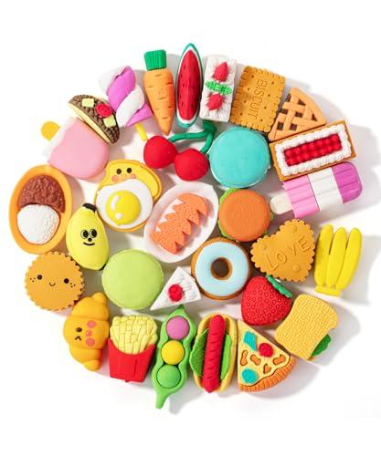 Mr. Pen- Mini Food Pencil Erasers Toy Set, 30 pcs, 3D Mini Puzzle Erasers Toys for Kids Reward, Party Favors, Non-Toxic & Safe for Children, No Smudge