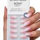 BTArtbox French Tip Press On Nails - Gentle Care, Lamp-Curable 4-Week Wear Pink Ombre Short Almond Press On Nails with Glue and Adhesive Tabs, Easy-to-Apply in 16 Sizes - 32 Nails All-in-One Kit