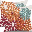 DFXSZ Outdoor Throw Pillow Covers 18x18 Inch Set of 2 Waterproof Spring Summer Geometric Elegant Burnt Orange Outdoor Pillow Covers for Patio Funiture Garden Couch 168D18