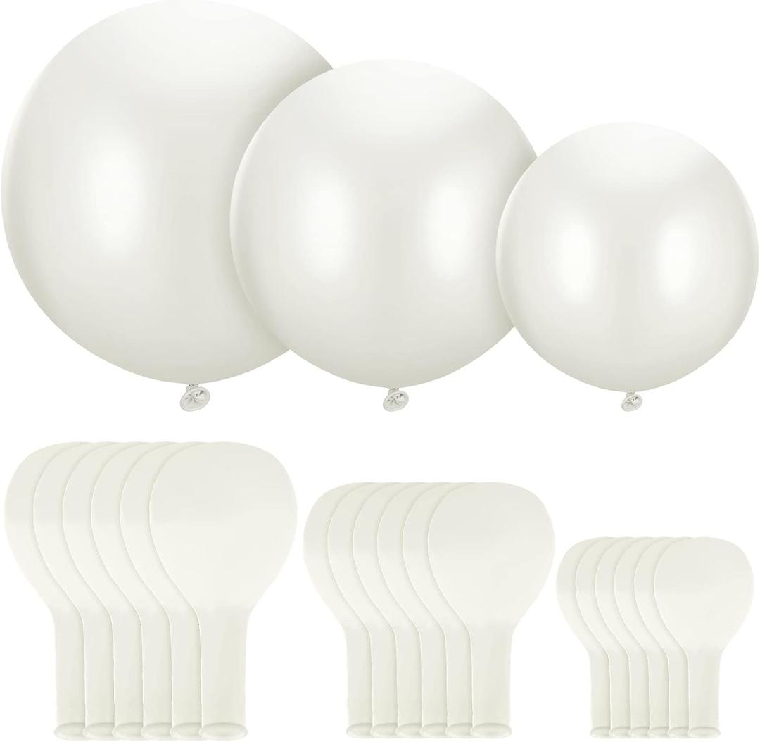 18 Pack 18/24 / 36 Inch Balloons Large Latex Giant Round Big Macaron Balloons for Wedding Birthday Party Baby Shower Decorations(White)