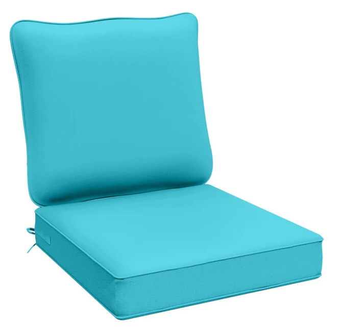 Outdoor Seat Cushion Set 19 L X 19 W X 4 H Inch Waterproof & Fade Resistant Patio Furniture Cushions with Removable Cover with Non-Slip Pads and Straps for Sofa Chairs, Chairs