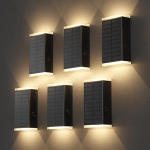 Solar Wall Light Outdoor , 3000/4000/6000K 3 Modes Dusk to Dawn Lighting Wall Sconce IP67 Waterproof Up and Down Solar Lights Outdoor Front Door Light for House, Garage, Porch, Doorway,Fence (6PACK)