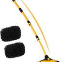 anngrowy 56.7" Car Wash Brush Mop Kit Mitt Sponge with Long Handle Car Cleaning Supplies Kit Tools Car Washing Duster Exterior Scratch Free, Chenille Replacement Head Extension Pole (Black)