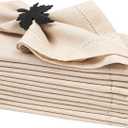 Lightnpro Flax Linen Napkins Set of 12  Hemstitched Dinner Cloth Napkins, Washable and Reusable Natural Flax Napkins for Dining, Parties, Weddings, Holiday & Everyday Use  18x18 Inch Natural Color