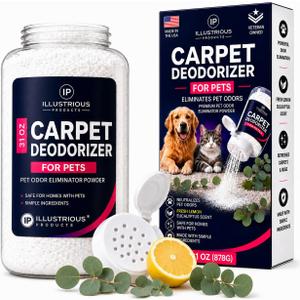 Carpet Deodorizer for Pets Pet Odor Eliminator Powder for Strong Dog & Cat Urine Odors Baking Soda Carpet Freshener for Carpets & Rugs Lemon Eucalyptus Scent 31 oz