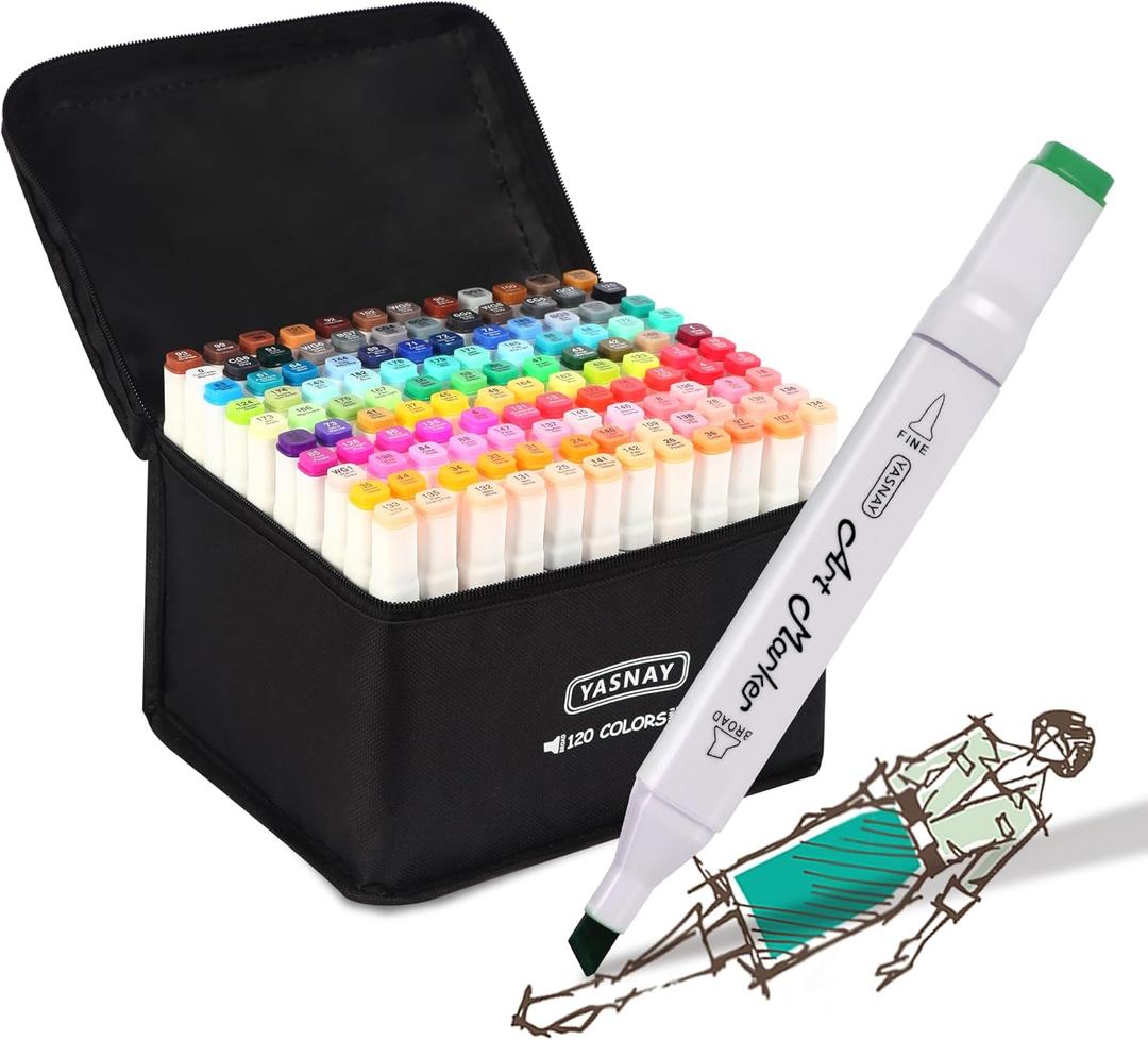 Alcohol Markers, 120 Colors Dual Tip Art Marker, Drawing Markers, Coloring Marker for Sketching Adult Coloring