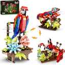 3 in 1 Animals Parrot Chameleon Crab Building Block Set, Flowers Botanical Animal Building Toy, Compatible with Lego Creative Construction Gift for Adults Kids Boys Girls 6+(538PCS)