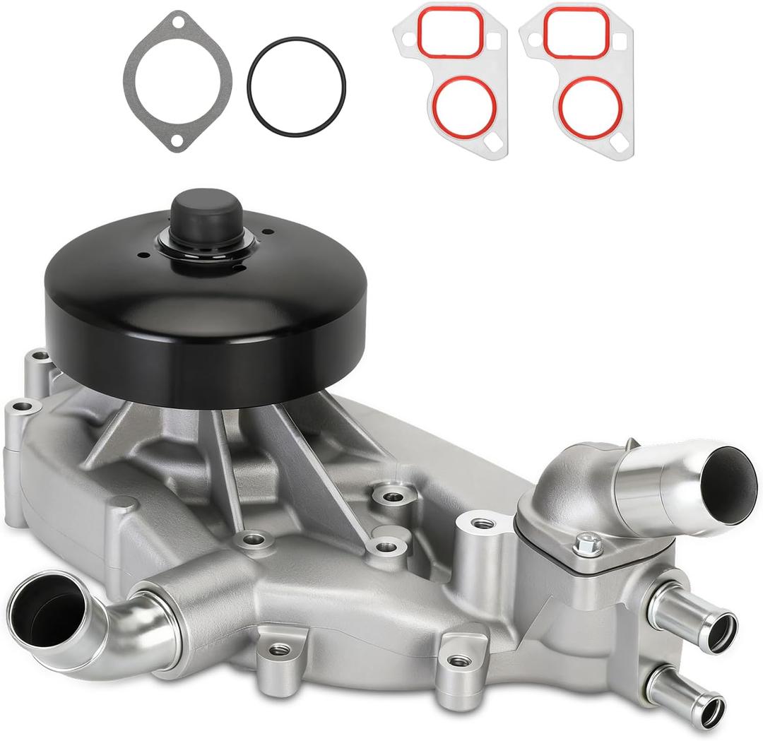AW5104 engine water pump with thermostat, Suitable for 4.8L, 5.3L, 6.0L Engines, 1999-2006 Chevy Silverado Water Pump and 2002-2006 Cadillac with Thermostat AW5087 - Replaces 12569519,19195104,252845
