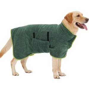Super Absorbent Dog Bathrobe, Microfiber Dog Drying Coat Dog Bath Robe Towel for Small, Medium & Large Dogs, Quick Drying, Warm Keeping Dog Robes for After Bath Supplies (Dark Green)