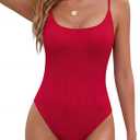 BMJL One Piece Swimsuit Women Scoop Neck Slimming Bathing Suits Long Torso Swimsuits Cheeky Swimwear (Small, Red 95)