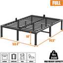FUIOBYVV Full Size Bed Frame, 14 Inch Heavy Duty Metal Platform Bed Frame Full Support Up to 3500 lbs, No Box Spring Needed,Headboard Holes,Steel Slat Support,Noise Free,Easy Assembly