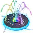AISITIN 6.5W Solar Water Fountain Pump with Colorful LED Light & 3000mAh Battery, Solar Fountain Pump with Multiple Nozzles & 4 Fixers for Bird Bath, Garden, Pond, Fish Tank, Pool and Outdoor