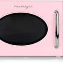 Nostalgia Retro 1000W Microwave Oven 1.1 Cu Ft Capacity  Child Safety Lock, 8 Auto-Cook Settings  Countertop Kitchen Appliance  Pink