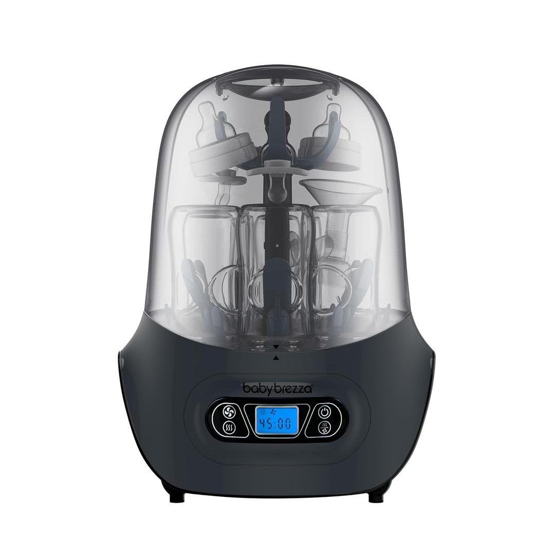 Baby Brezza Baby Bottle Sterilizer and Dryer Machine  Electric Steam Sterilization - Universal Fit - Pacifiers, Glass, Plastic, and Newborn Feeding Bottles, Charcoal