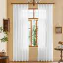 92 Inches Long White Sheer Pleated Drapes for Bedroom Pinch Pleat Curtains with Ajustable Hooks, Lightweight Light Filtering 92 Inch Curtains for Dining Room Patio, White, 42''W x 92"L, 2 Panels