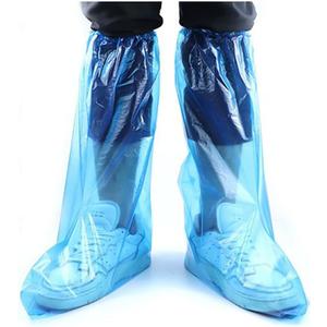 Disposable PE Waterproof Shoe Covers, Thickened Non-Slip Rain Boot Covers Wear-Resistant Plastic Overshoes for Men and Women for Outdoor and Indoors, 10 Pairs (Blue, 19.7 x 11.8 inches)