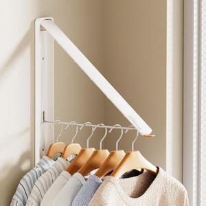 Clothes Drying Rack, Laundry Room Wall Mounted Retractable Clothes Hanger Drying Rack, Laundry Clothing Drying Rack Folding Indoor or Outdoor, Easy Installation Aluminium Dryer, 1pc (White)