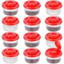 Acellegic 12 Pack Mini Salt and Pepper Shakers Moisture Proof Set Lids Plastic Airtight Dispenser for Camping Picnic Outdoors Kitchen Lunch Boxes Travel Spice(Red)