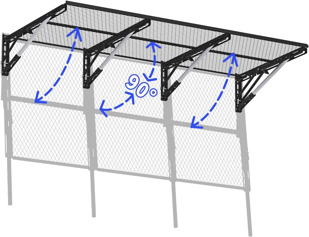 Heavy Duty Foldable Garage Storage Shelves Wall Mounted Metal Rack Unit Organizer with Removable Edge Barriers, Adjustable System for Corner Wall Use, 52.76 Inch Long 24.45 Inch Large