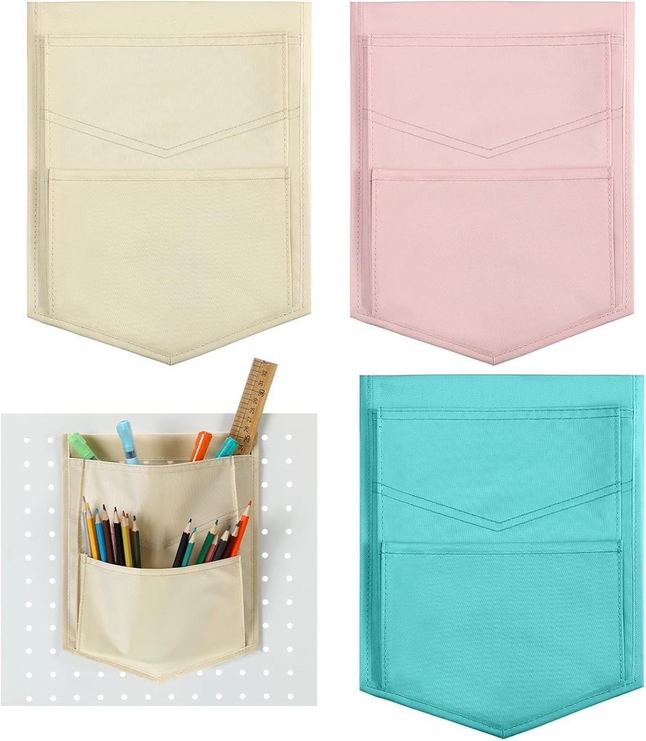 3 Pcs Magnetic Whiteboard Pockets Boho Color Nylon Organizer