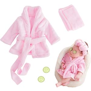 M&G House Newborn Photography Props Bathrobe Outfits Baby Photoshoot Props Robe Girl Baby Photo Prop Outfit Bathrobe (01 Pink(0-6 Months))