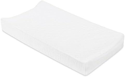 Babyletto 100% Quilted Organic Cotton Changing Pad Cover, GOTS-Certified, Fitted 360°, Ultra-Soft and Breathable Muslin - Plain White